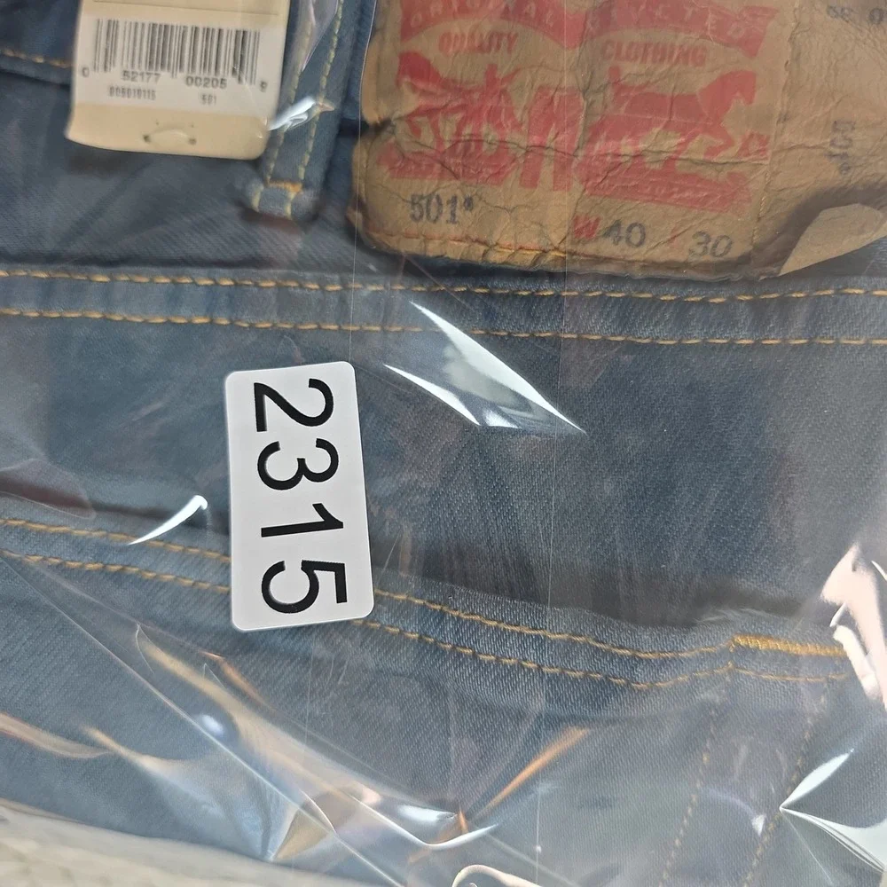 Levis 501 Original Fit Stretch Jeans Mens 40x30 Blue Gray Button Fly 00501-0115
